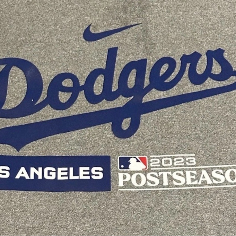 Nike Los Angeles Dodgers Gray Hoodie 2023 Post Season Playoffs Kids Large - Picture 2 of 3
